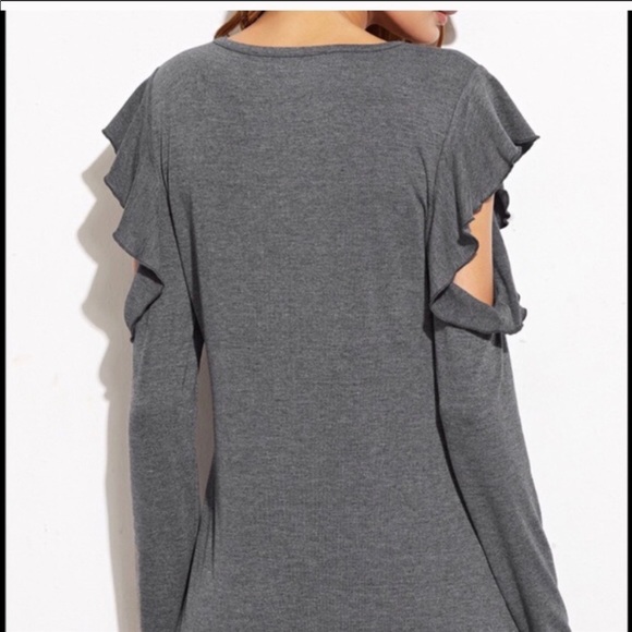 Open Ruffle Shoulder Top - Picture 2 of 3